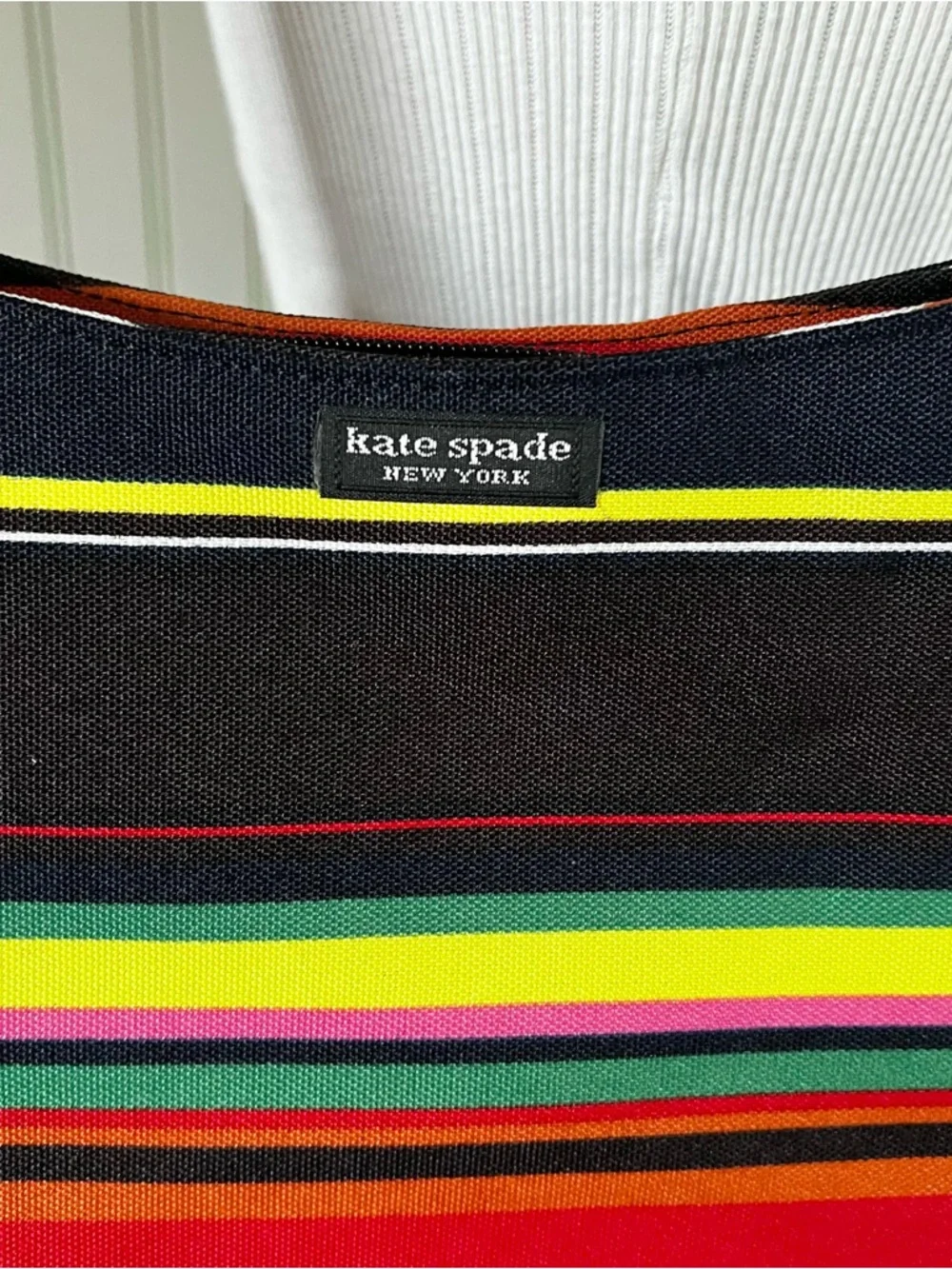 Kate Spade NY Vintage Y2K Bold Striped Multi Color Canvas Shoulder Bag